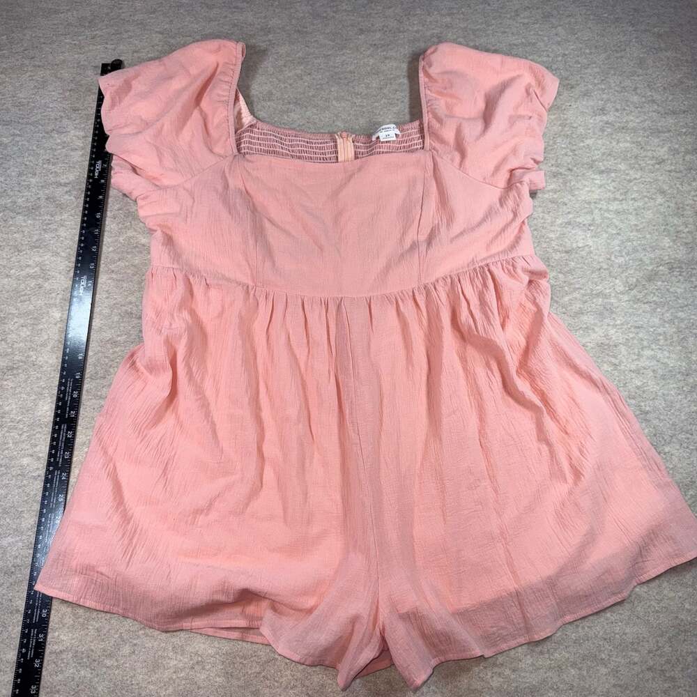 Chic Soul 2X Pink Smocked Romper Flutter Sleeve Cottagecore Coquette Plus Size